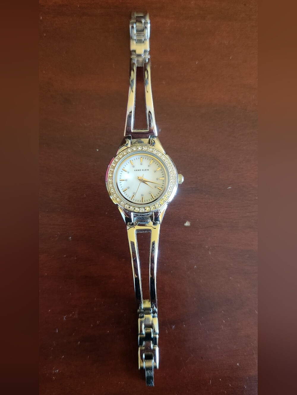 Anne Klein Two-Tone Crystal Bezel Women's Bracelet Watch